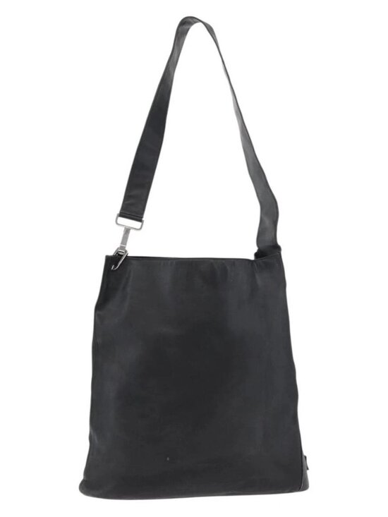 Gucci Handbags - GUCCI Shoulder Bag Leather Black Silver Auth